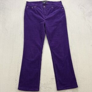Lauren Ralph Lauren Pants Womens 8 32x28 Purple Corduroy Tapered Stretch Zip Fly